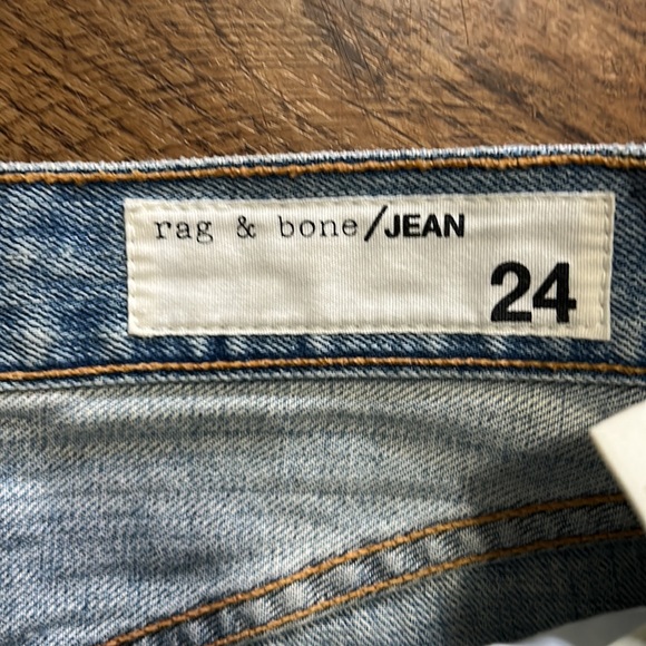 RAG & BONE WOMAN EMBROIDERED DISTRESSED DENIM MINI SKIRT LIGHT DENIM - Picture 7 of 12